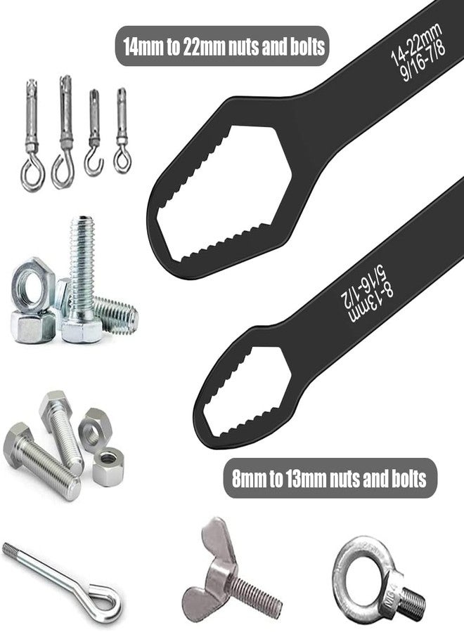 VANITYA مجموعة مفاتيح توركس عالمية متعددة الاستخدامات من فانيتيا، قطعتان، أدوات مفاتيح توركس للبراغي والصواميل، مفاتيح يدوية قابلة للتعديل ذاتية الشد مزدوجة الأطراف لإصلاح السيارات في المنزل أو في الهواء الطلق، مقاسات 3-17 مم و8-22 مم - Image 4